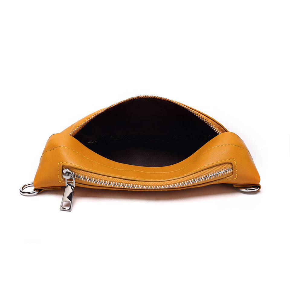 Plaited belt PU leather fanny pack in Yellow