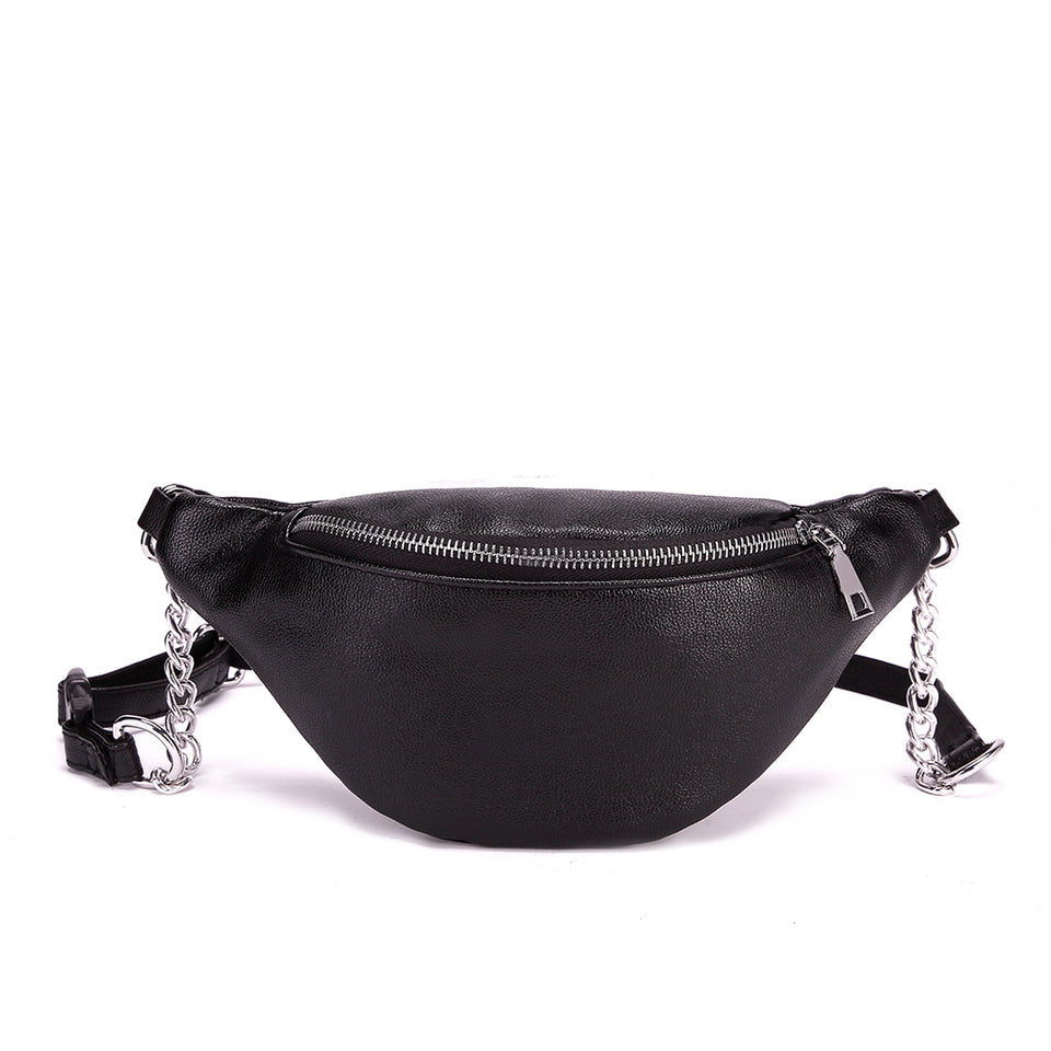 Faux leather belt bag in Black