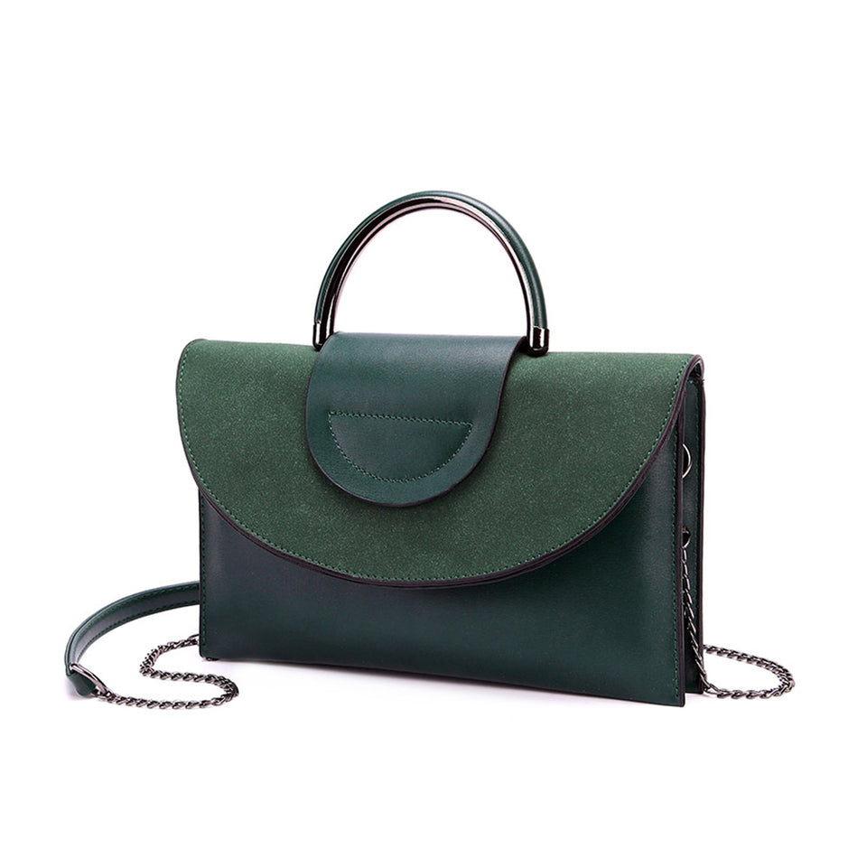 Layered flap faux leather crossbody clutch in Green