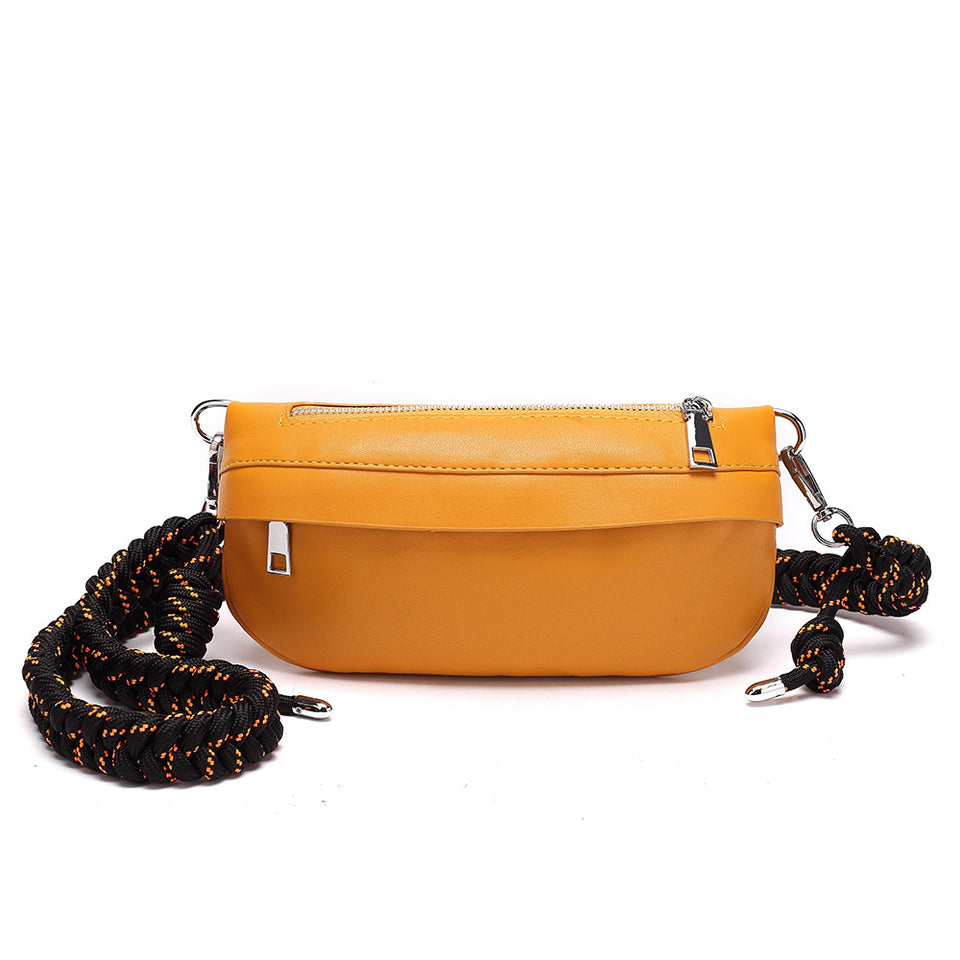 Plaited belt PU leather fanny pack in Yellow