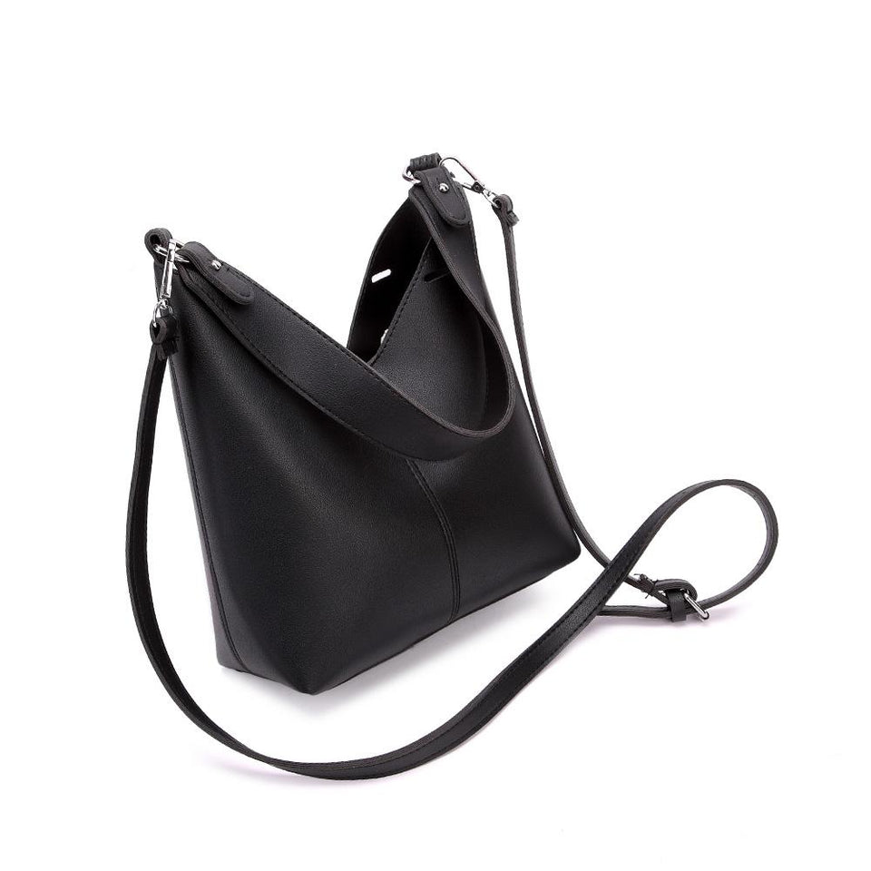 Cut-out sculptural faux leather 2-in-1 bag in Black