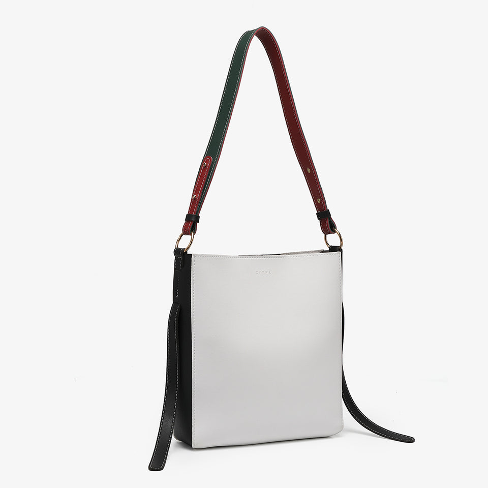 Colourblock PU leather 2-in-1 crossbody bag in white