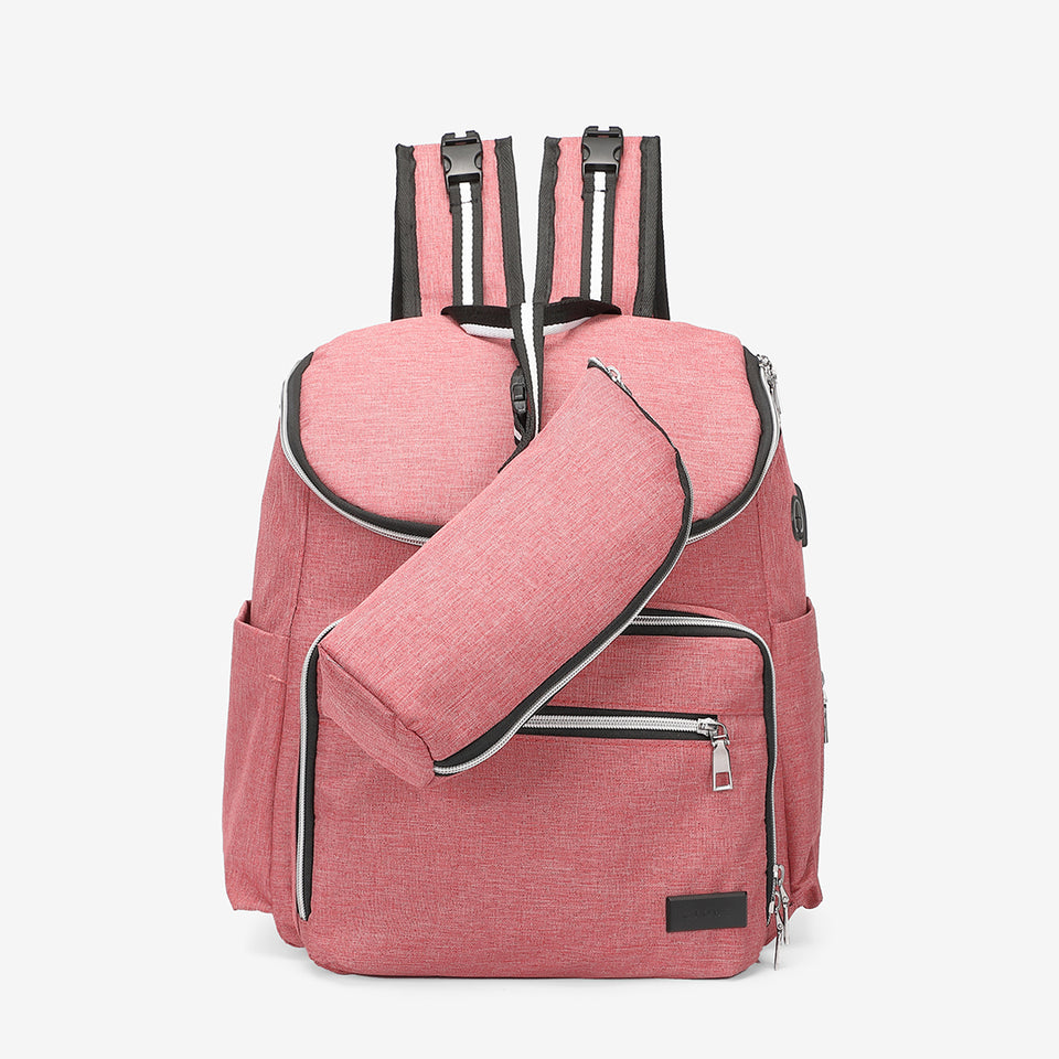 Functional nylon backpack in pink