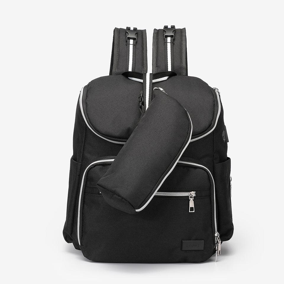 Functional nylon backpack in black